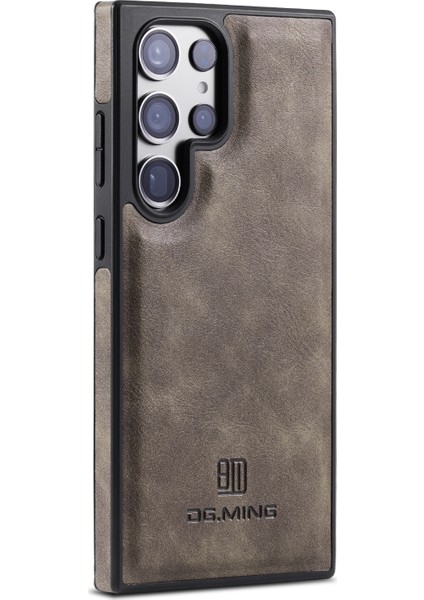 Samsung Galaxy S25 Ultra Kılıf Anti-Drop Deri Kaplamalı Pc+Tpu Telefon Arka Kapak-Kahve (Yurt Dışından)