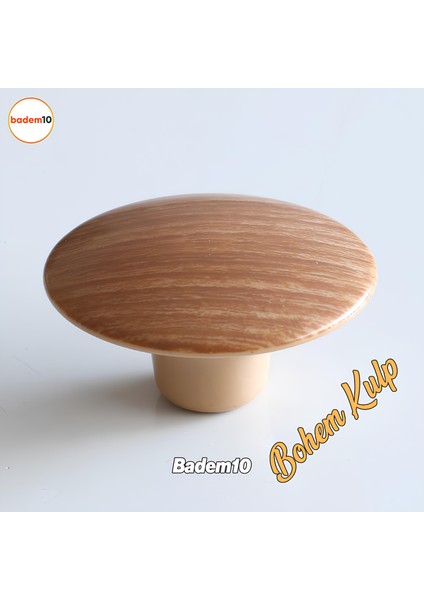 Bohem Plastik Dış Bükey Kulp Açık Ceviz Renk Mobilya Mutfak Dolap Dolabı Çekmece Kulpu Kulbu
