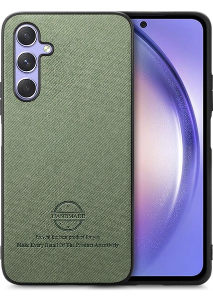Samsung Galaxy A54 5g Kılıf Kumaş Dokulu Deri+Pc+Tpu Düşmeyi Önleyici Telefon Kapağı-Yeşil (Yurt Dışından)