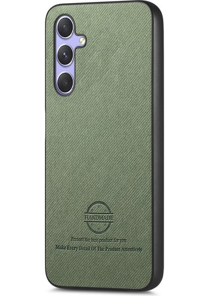 Samsung Galaxy A54 5g Kılıf Kumaş Dokulu Deri+Pc+Tpu Düşmeyi Önleyici Telefon Kapağı-Yeşil (Yurt Dışından)