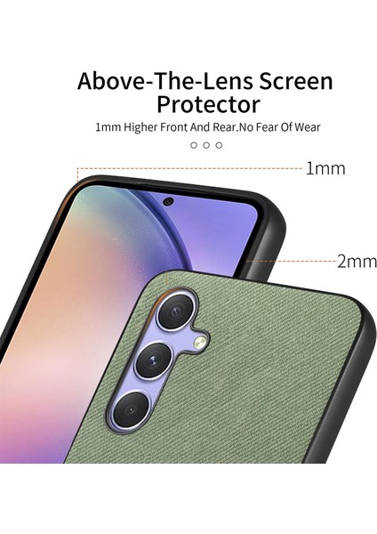 Samsung Galaxy A54 5g Kılıf Kumaş Dokulu Deri+Pc+Tpu Düşmeyi Önleyici Telefon Kapağı-Yeşil (Yurt Dışından)