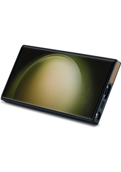 Samsung Galaxy S25 Ultra Kılıf Anti-Drop Deri Kaplamalı Pc+Tpu Telefon Arka Kapak-Kahve (Yurt Dışından)