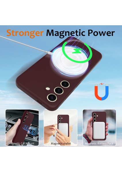 Samsung Galaxy S24 Kılıf Magsafe Anti-Drop Sıvı Silikon Telefon Kılıfı-Şarap Kırmızısı ile Uyumlu (Yurt Dışından) modelleri