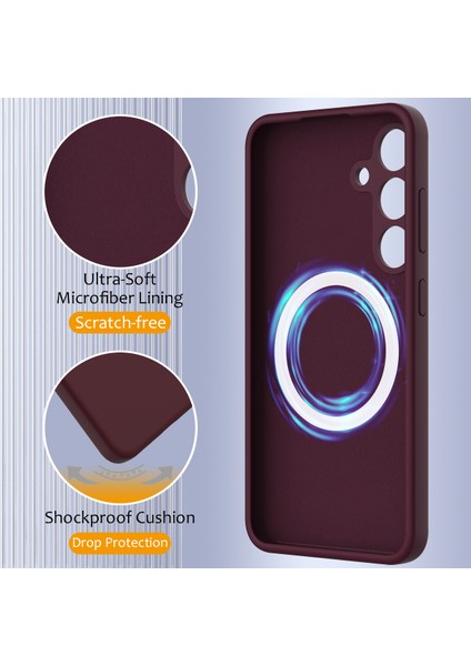 Samsung Galaxy S24 Kılıf Magsafe Anti-Drop Sıvı Silikon Telefon Kılıfı-Şarap Kırmızısı ile Uyumlu (Yurt Dışından) indirimleri