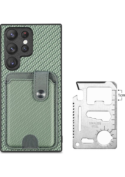 Samsung Galaxy S25 Ultra Kılıf Kart Yuvaları Kickstand Telefon Arka Kapak Kart Aracı-Yeşil (Yurt Dışından)