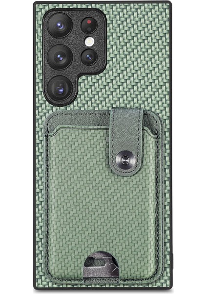 Samsung Galaxy S25 Ultra Kılıf Kart Yuvaları Kickstand Telefon Arka Kapak Kart Aracı-Yeşil (Yurt Dışından)