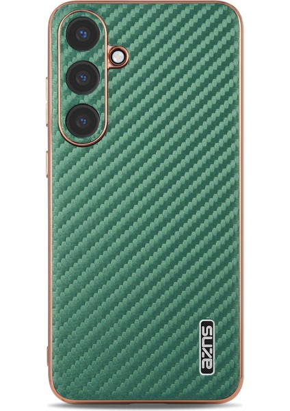 Samsung Galaxy S25+ Kılıf Elektro Kaplama Karbon Fiber Doku Pu+Tpu Telefon Kapağı-Yeşil (Yurt Dışından) indirimleri