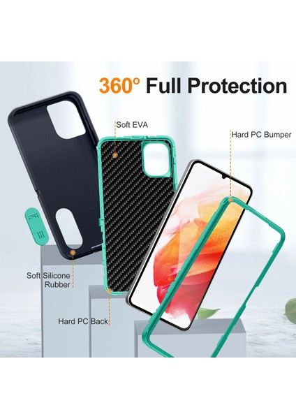 Samsung Galaxy A06 Kılıf Kickstand Telefon Kılıfı Pc+Silikon+Eva 3'ü 1 Arada Tasarım-Koyu Mavi+Açık Camgöbeği (Yurt Dışından) fırsatları