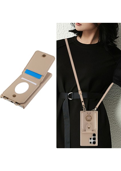 Samsung Galaxy S24 Ultra Kılıf Kart Tutuculu, Omuz Askılı Pc+Tpu Halkalı Kickstand Telefon Arka Kapak-Haki (Yurt Dışından) indirimleri