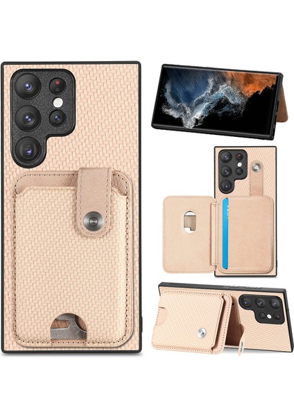Samsung Galaxy S25 Ultra Kılıf Kart Yuvaları Kickstand Telefon Arka Kapak Kart Aracı Ile-Haki (Yurt Dışından)