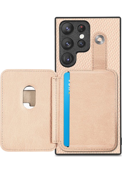 Samsung Galaxy S25 Ultra Kılıf Kart Yuvaları Kickstand Telefon Arka Kapak Kart Aracı Ile-Haki (Yurt Dışından)