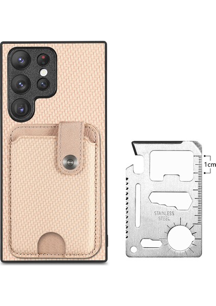 Samsung Galaxy S25 Ultra Kılıf Kart Yuvaları Kickstand Telefon Arka Kapak Kart Aracı Ile-Haki (Yurt Dışından)
