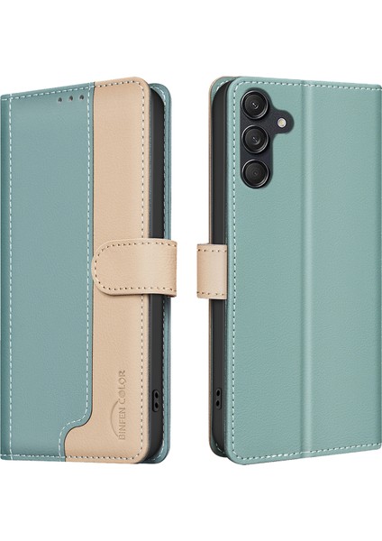 Samsung Galaxy A56 5g Deri Kılıf Ekleme Renkli Rfıd Engelleme-Yeşil (Yurt Dışından)