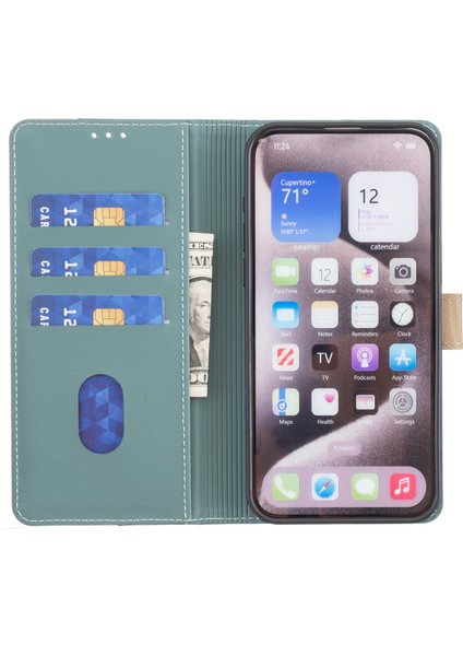 Samsung Galaxy A56 5g Deri Kılıf Ekleme Renkli Rfıd Engelleme-Yeşil (Yurt Dışından)