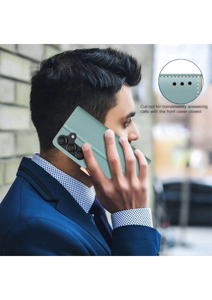 Samsung Galaxy A56 5g Deri Kılıf Ekleme Renkli Rfıd Engelleme-Yeşil (Yurt Dışından)
