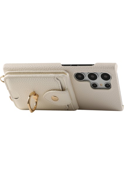 Samsung Galaxy S24 Ultra Kılıf Kart Tutuculu, Omuz Askılı Pc+Tpu Halkalı Kickstand Telefon Arka Kapak-Beyaz (Yurt Dışından) fiyatları