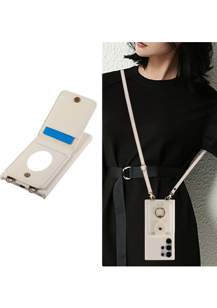 Samsung Galaxy S24 Ultra Kılıf Kart Tutuculu, Omuz Askılı Pc+Tpu Halkalı Kickstand Telefon Arka Kapak-Beyaz (Yurt Dışından) indirimleri