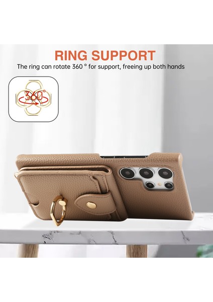 Samsung Galaxy S24 Ultra Kılıf Kart Tutuculu, Omuz Askılı Pc+Tpu Halkalı Kickstand Telefon Arka Kapak-Açık Taba (Yurt Dışından) fırsatları