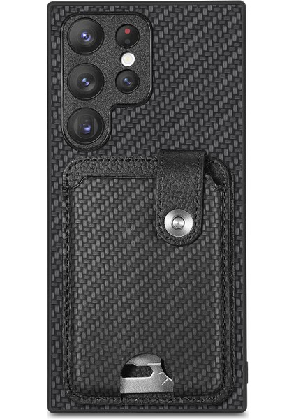 Samsung Galaxy S25 Ultra Kılıf Kart Yuvaları Kickstand Telefon Arka Kapak Kart Aracı Ile-Siyah (Yurt Dışından)