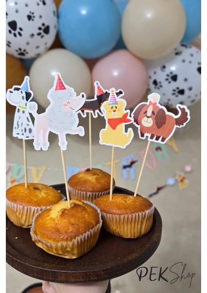 Sevimli Köpekler Tema Kürdan Süsleri Cupcake Süsleri Lüks Büyük Boy 10LU Paket fiyatları