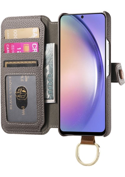 Samsung Galaxy A55 5g Kılıf Rfıd Engelleme Fermuar Cüzdan Pu Deri Mobil Kapak-Gri (Yurt Dışından)