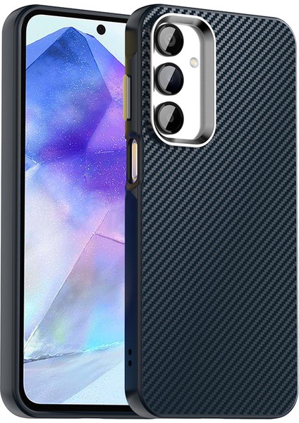 Samsung Galaxy A55 5g Kılıf Cep Telefonu Hibrit Arka Kapak Karbon Fiber Doku-Mavi (Yurt Dışından)