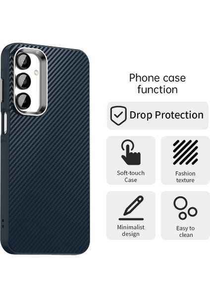Samsung Galaxy A55 5g Kılıf Cep Telefonu Hibrit Arka Kapak Karbon Fiber Doku-Mavi (Yurt Dışından)