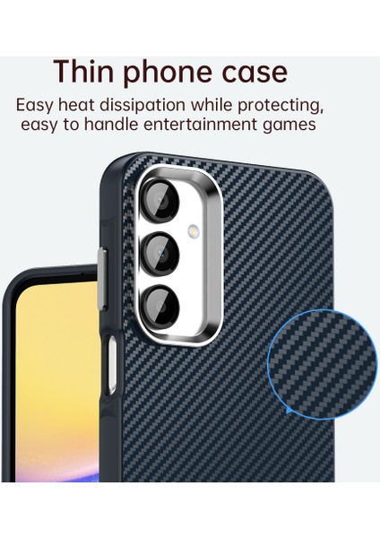 Samsung Galaxy A55 5g Kılıf Cep Telefonu Hibrit Arka Kapak Karbon Fiber Doku-Mavi (Yurt Dışından)
