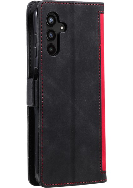Samsung Galaxy A56 5g Cüzdan Kılıf Rfıd Engelleme Standlı Deri Telefon Kapağı-Kırmızı (Yurt Dışından)
