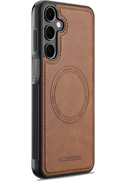 Lc.ımeeke Samsung Galaxy A55 5g Manyetik Kılıf Magsafe Deri+Tpu Arka Kapak-Kahverengi ile Uyumlu (Yurt Dışından)