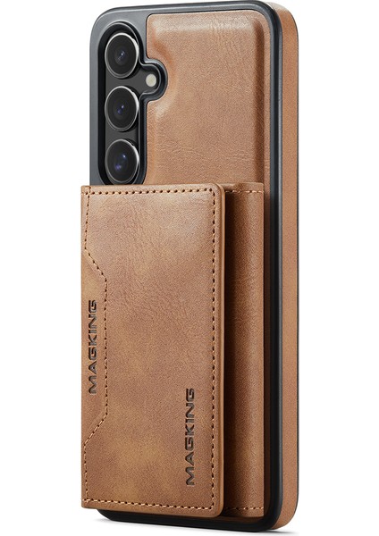 Magkıng K2 Serisi Samsung Galaxy S24 Kılıf Magsafe Pc+Tpu+Pu Telefon Kapağı-Kahverengi ile Uyumlu (Yurt Dışından)