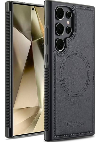 Lc.ımeeke Samsung Galaxy S24 Ultra Manyetik Kılıf Magsafe Deri + Tpu ile Uyumlu Arka Kapak-Siyah (Yurt Dışından)