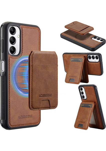 Lc.ımeeke L3 Samsung Galaxy A54 5g Manyetik Kılıf Çıkarılabilir Kart Tutucu Deri + Tpu Mobil Kapak-Kahverengi (Yurt Dışından)