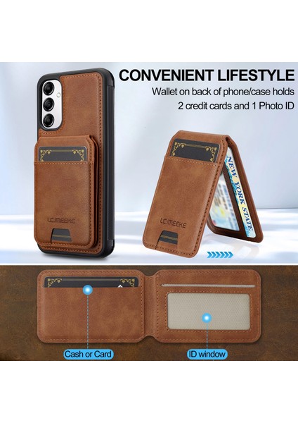 Lc.ımeeke L3 Samsung Galaxy A54 5g Manyetik Kılıf Çıkarılabilir Kart Tutucu Deri + Tpu Mobil Kapak-Kahverengi (Yurt Dışından)