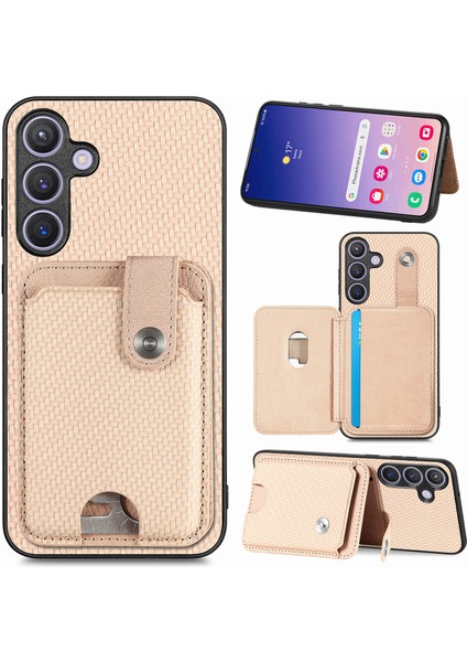 Samsung Galaxy S25 Kılıf Kart Yuvaları Kickstand Telefon Arka Kapak Kart Aracı-Haki Için (Yurt Dışından)