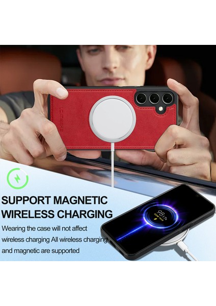 Lc.ımeeke Samsung Galaxy A55 5g Manyetik Kılıf Magsafe Deri+Tpu Arka Kapak-Kırmızı (Yurt Dışından)
