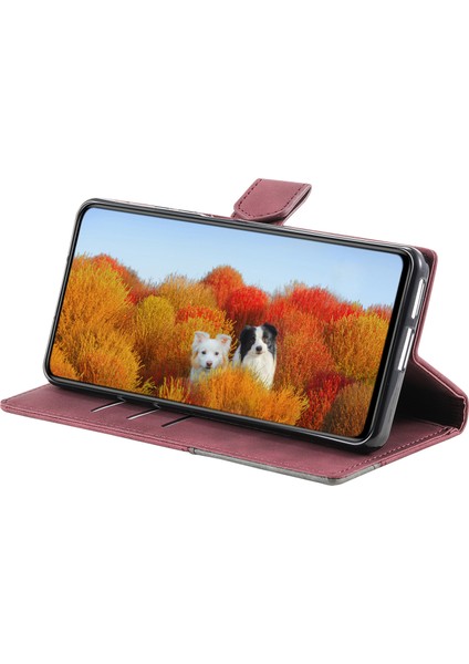 Ttudrch Stil 004 Samsung Galaxy A56 5g Deri Kılıf Rfıd Engelleme Cüzdan Halkalı Telefon Kılıfı Kapak ile Kayış-Şarap Kırmızı (Yurt Dışından)
