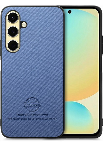 Samsung Galaxy S24 Kılıf Kumaş Doku Deri+Pc+Tpu Düşmeyi Önleyici Telefon Kapağı-Mavi (Yurt Dışından)