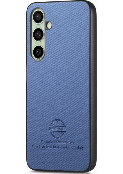 Samsung Galaxy S24 Kılıf Kumaş Doku Deri+Pc+Tpu Düşmeyi Önleyici Telefon Kapağı-Mavi (Yurt Dışından)