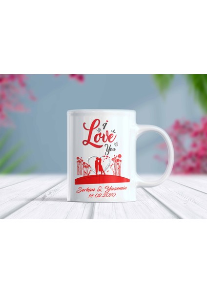Isimli ve Tarihli Kalpli Aşk Kupa Bardak