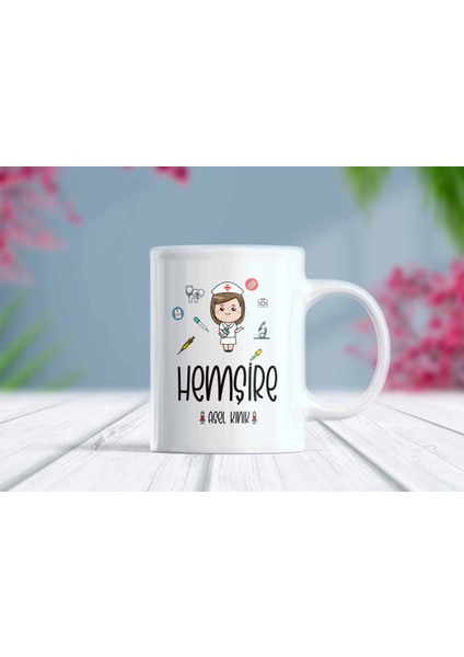Hemşire Isimli Meslek Tasarımlı Kupa Bardak