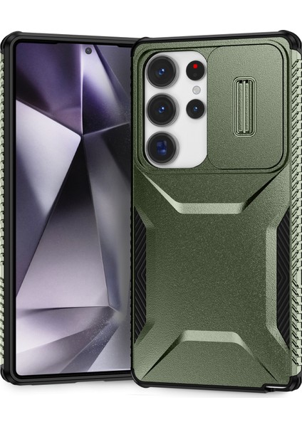 Samsung Galaxy S25 Ultra Kılıf Camshield Tpu+Pc Telefon Kılıfı Kaymaz Yan Kenar-Yeşil (Yurt Dışından)