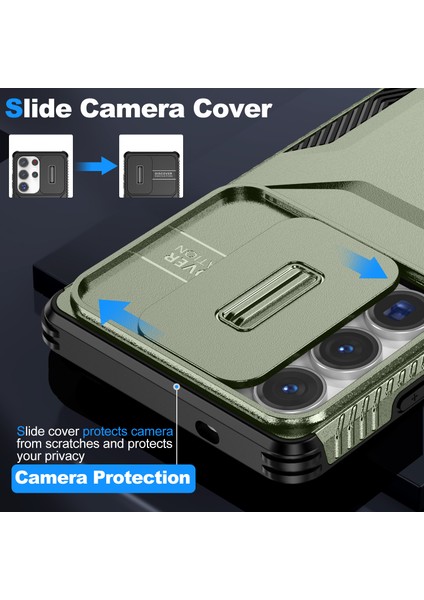 Samsung Galaxy S25 Ultra Kılıf Camshield Tpu+Pc Telefon Kılıfı Kaymaz Yan Kenar-Yeşil (Yurt Dışından)