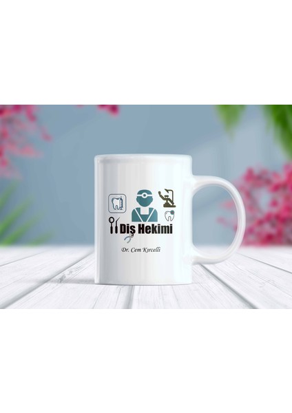 Diş Hekimi Isimli Meslek Tasarımlı Kupa Bardak