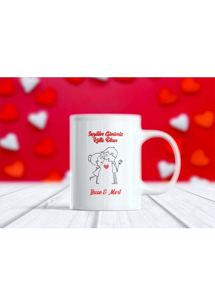 Sevgililer Günü Tasarımlı Isimli Aşk Kupa Bardak