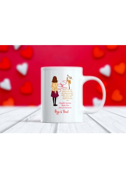Sevgililer Günü Tasarımlı Isimli Aşk Kupa Bardak