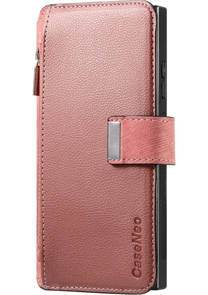Samsung Galaxy S25 Ultra Mw-02 Çıkarılabilir Manyetik Deri Cüzdan Telefon Kılıfı-Pembe (Yurt Dışından)