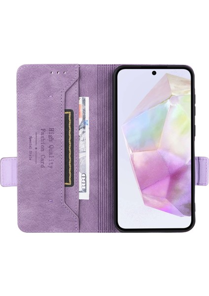 Samsung Galaxy A36 5g Kılıf Deri Cüzdan Kapaklı Telefon Kapağı Donanım Dekorlu-Mor (Yurt Dışından) modelleri