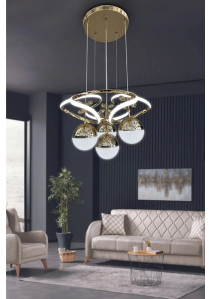 Hemera Modern Kumandalı Led Sarkıt Avize 3 Renk 4 Bölmeli Gold Kaplamalı Toplu Kelebek Taşlı fiyatları