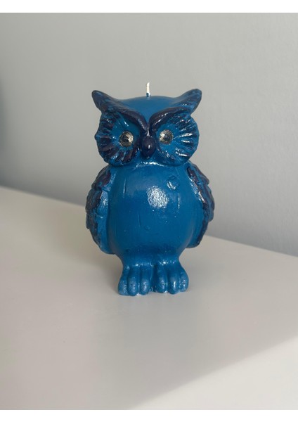 Baykuş Model Indigo Renkli Dekoratif Mum